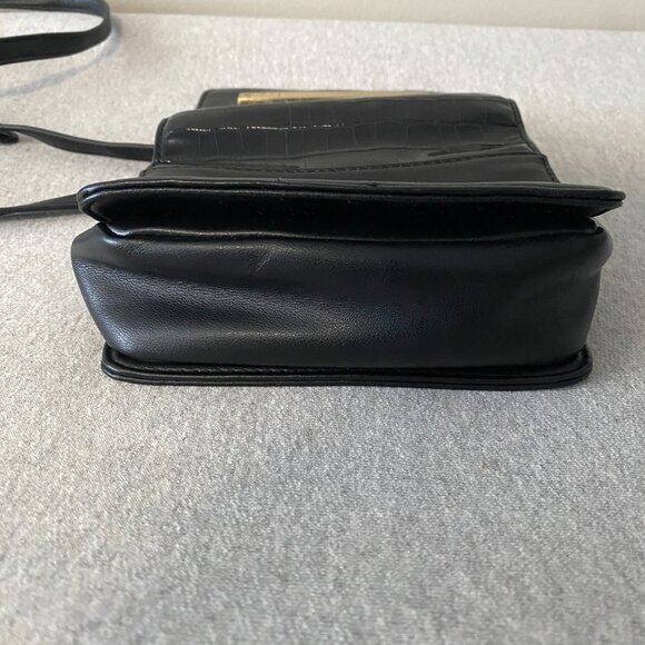 Fiorelli Faux Crocodile Leather Black Gold Detail Crossbody Bag - Picture 13 of 15